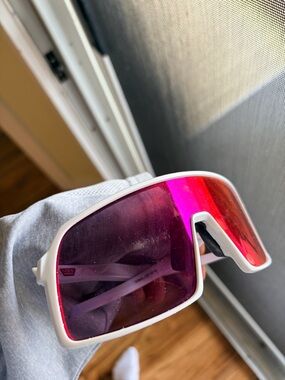 Oakley Sutro Prizm White Sunglasses with Pink-Red Mirrored Lens